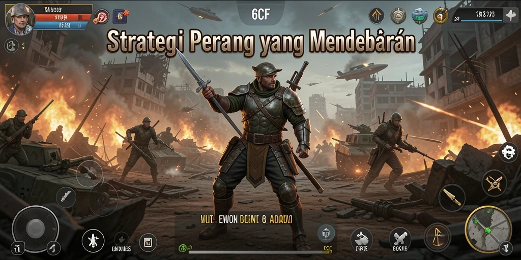 Tangkapan layar gameplay 6CF menampilkan pertempuran strategis yang intens.