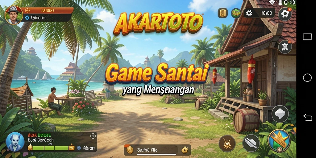 Tangkapan layar gameplay AKARTOTO yang penuh warna dan ceria.