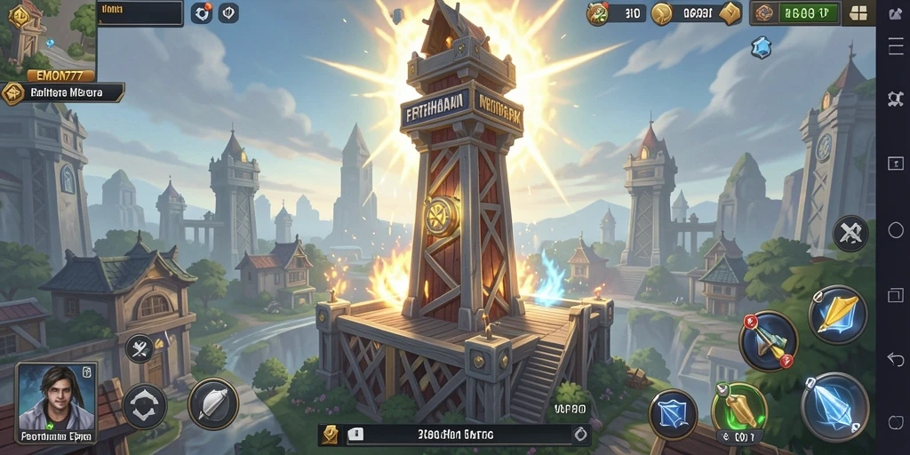 Tampilan gameplay EMON777 yang memukau dalam genre Tower Defense.