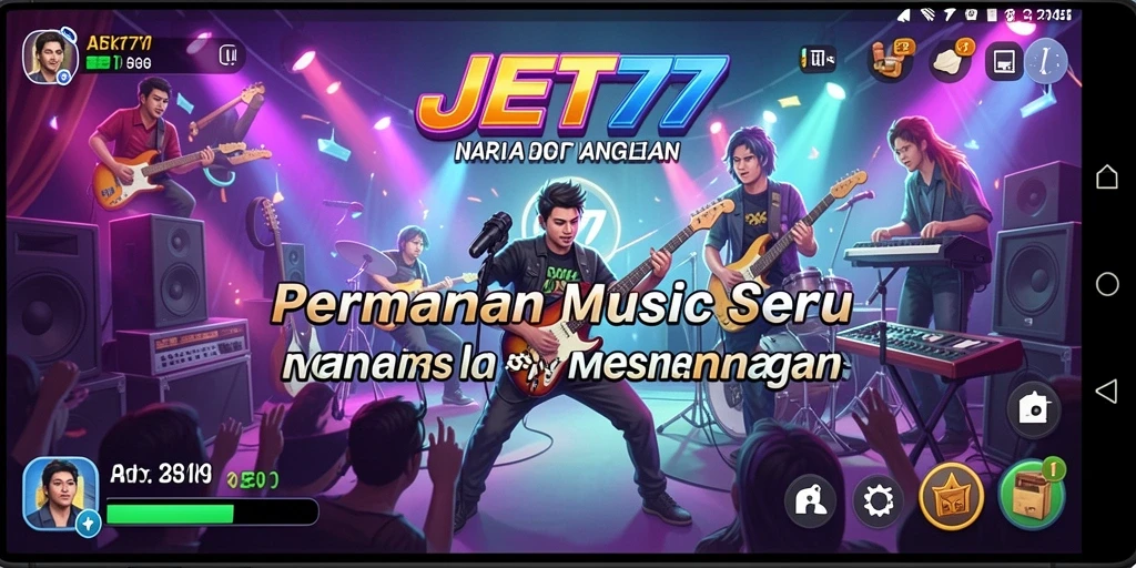 Tampilan gameplay seru JET77 dengan berbagai tantangan musik.