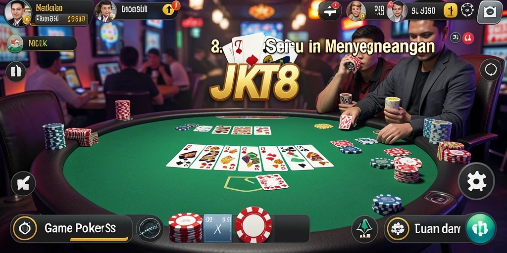 Tampilan gameplay JKT8 yang menegangkan dan interaktif dalam poker.