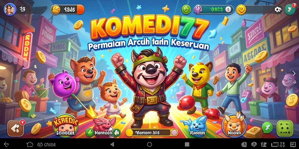 Screenshot permainan KOMEDI77 menunjukkan keseruan gameplay arcade.