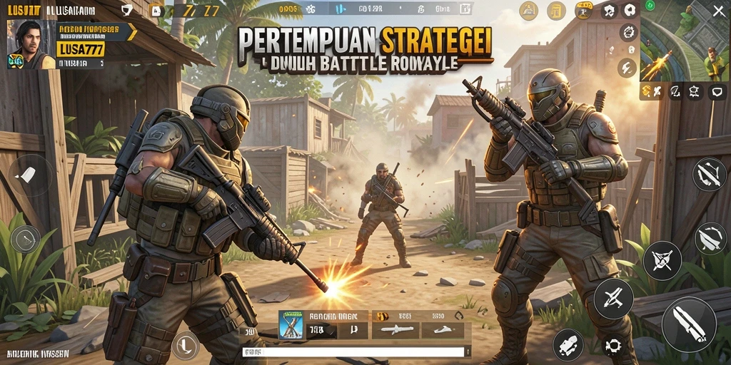Menampilkan aksi seru di arena Battle Royale LUSA777.