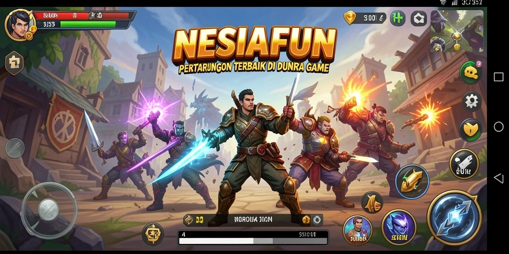 Screenshot gameplay NESIAFUN menampilkan aksi pertarungan yang seru dan dinamis.