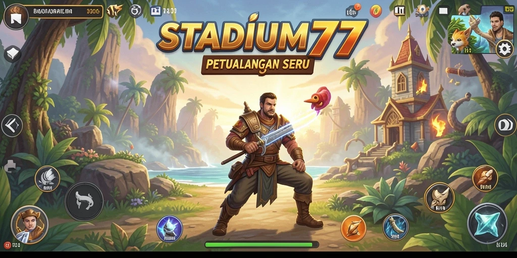 Tampilan gameplay menakjubkan dari STADIUM77 saat menjelajahi dunia petualangan.
