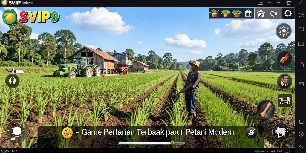 Screenshot gameplay SVIP9 yang menampilkan lahan pertanian yang subur.