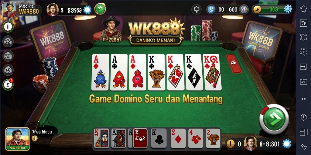 Tampilan utama gameplay Domino di WK888 yang seru dan menantang.