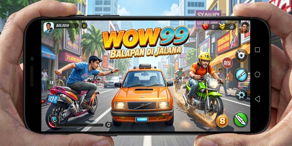 Screenshot utama WOW99 menampilkan aksi balapan yang mendebarkan.